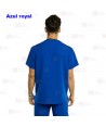 Casaca sanitaria color royal, antibacteriana de manga corta y bolsillos para hombre