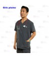 Casaca sanitaria color gris plomo, antibacteriana de manga corta y bolsillos para hombre