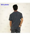 Casaca sanitaria color gris plomo, antibacteriana de manga corta y bolsillos para hombre