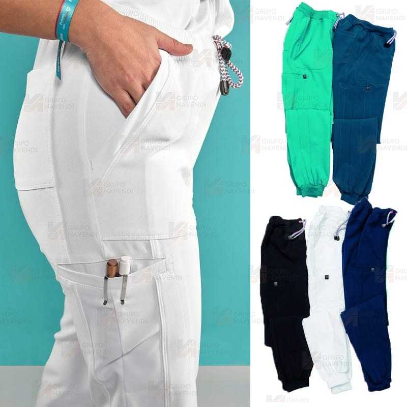 Pantalón sanitario Jogger antibacteriano color blanco con tejido elástico