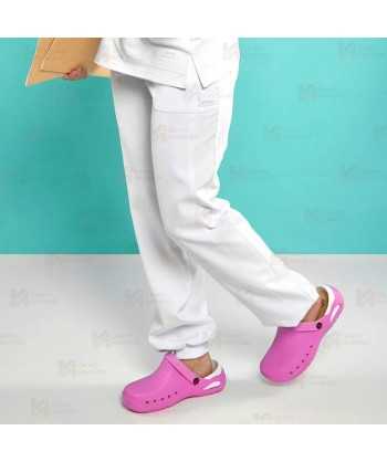Pantalón sanitario Jogger antibacteriano color blanco con tejido elástico