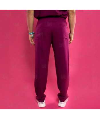 Pantalón sanitario antibacteriano de color burdeos con tejido elástico para hombre