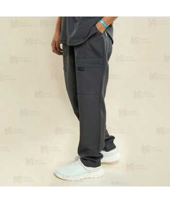 Pantalón sanitario antibacteriano de color gris plomo con tejido elástico para hombre