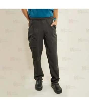 Pantalón sanitario antibacteriano de color negro con tejido elástico para hombre