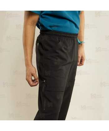 Pantalón sanitario antibacteriano de color negro con tejido elástico para hombre