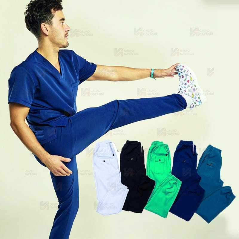 Pantalón sanitario antibacteriano con tejido elástico para hombre
