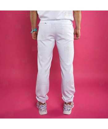 Pantalón sanitario color blanco, antibacteriano con tejido elástico para hombre