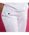 Pantalón sanitario color blanco, antibacteriano con tejido elástico para hombre