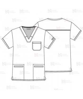 Casaca sanitaria de color blanco, antibacteriana de manga corta con bolsillos para hombre