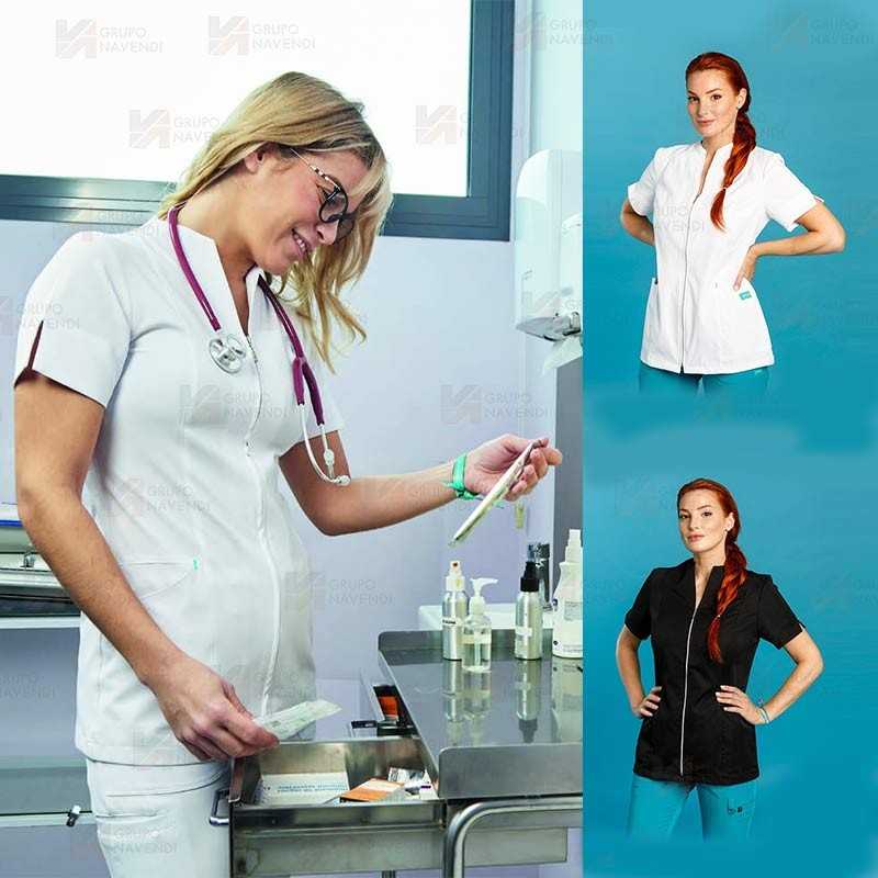 Casaca color blanco con cremallera para mujer con tejido técnico 100% microfibra