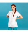 Casaca color blanco con cremallera para mujer con tejido técnico 100% microfibra