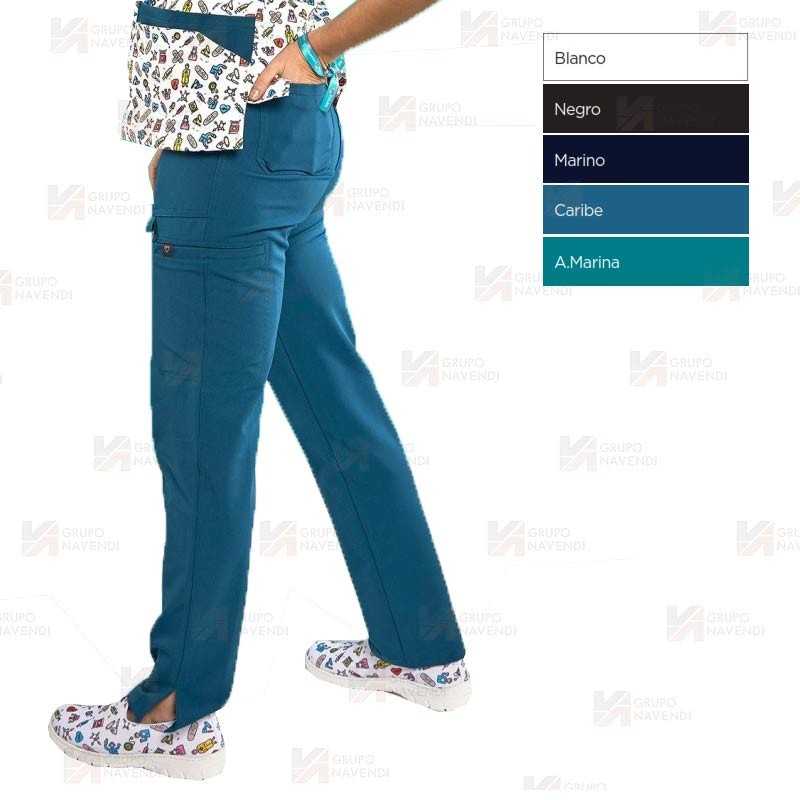 Pantalón sanitario color blanco, antibacteriano con tejido elástico para mujer