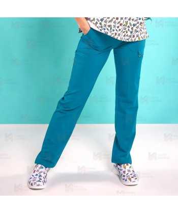 Pantalón sanitario color blanco, antibacteriano con tejido elástico para mujer
