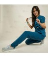 Pantalón sanitario color blanco, antibacteriano con tejido elástico para mujer