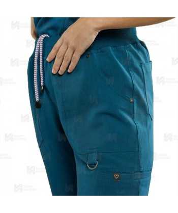 Pantalón sanitario color blanco, antibacteriano con tejido elástico para mujer
