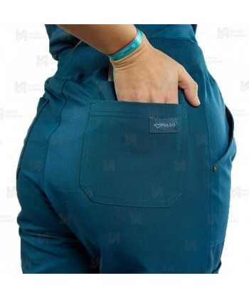 Pantalón sanitario color blanco, antibacteriano con tejido elástico para mujer