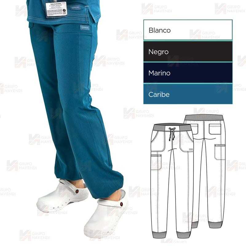 Pantalón Jogger sanitario antibacteriano con tejido elástico para mujer
