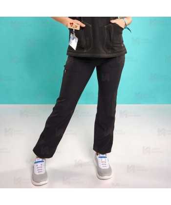Pantalón Jogger color negro sanitario antibacteriano con tejido elástico para mujer