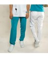 Pantalón sanitario color blanco, antibacteriano con tejido elástico para hombre