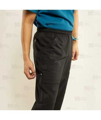 Pantalón sanitario color negro, antibacteriano con tejido elástico para hombre
