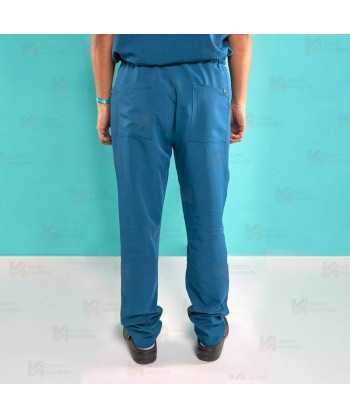 Pantalón sanitario color azul caribe, antibacteriano con tejido elástico para hombre