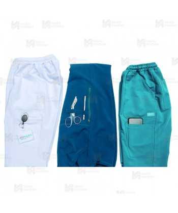Pantalón sanitario color azul caribe, antibacteriano con tejido elástico para hombre