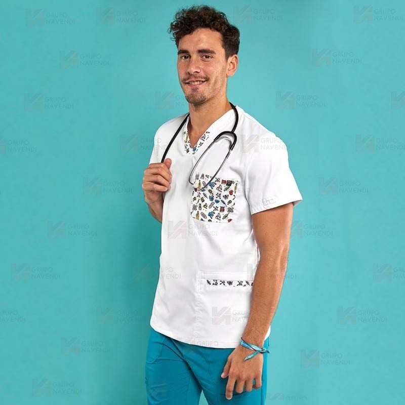 Casaca sanitaria estampada de microfibra
