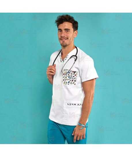 Casaca sanitaria estampada de microfibra