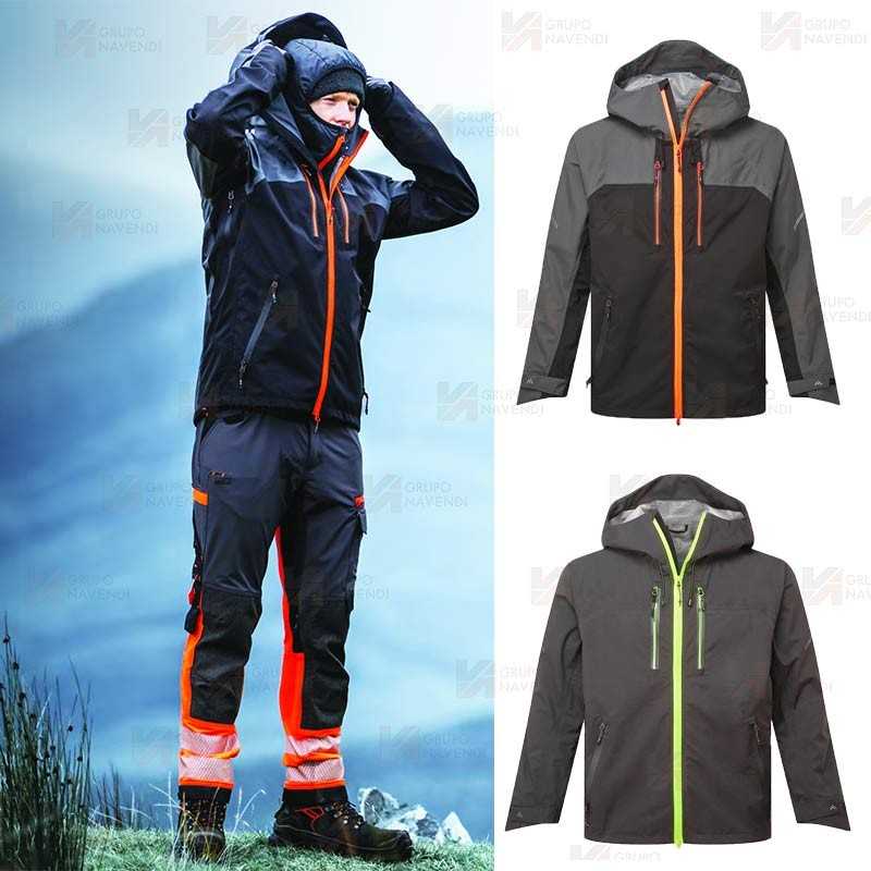 Chaqueta impermeable y aislante con capucha y tejido elástico