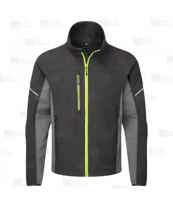 Chaqueta de trabajo con tejido elástico color negro y amarillo flúor