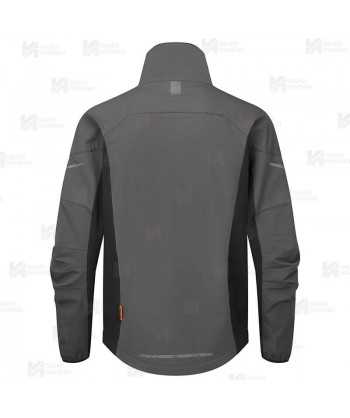 Chaqueta de trabajo con tejido elástico color gris oscuro y naranja flúor