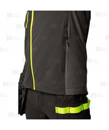 Chaqueta de trabajo con tejido elástico color negro y amarillo flúor