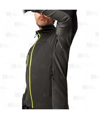 Chaqueta de trabajo con tejido elástico color negro y amarillo flúor