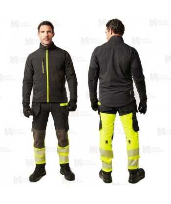Chaqueta de trabajo con tejido elástico color negro y amarillo flúor