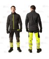 Chaqueta de trabajo con tejido elástico color negro y amarillo flúor
