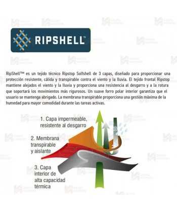 Chaqueta softshell de tres capas con Ripstop anti desgarros