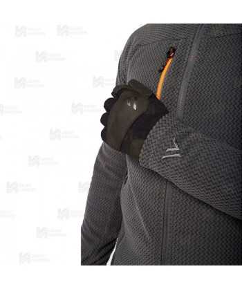 Chaqueta de trabajo en tejido polar técnico texturizado color gris oscuro y naranja flúor