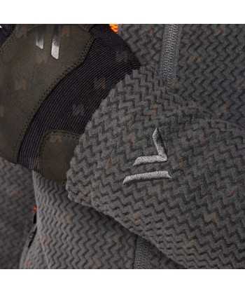 Chaqueta de trabajo en tejido polar técnico texturizado color gris oscuro y naranja flúor