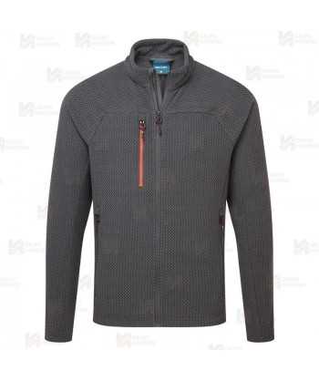Chaqueta de trabajo en tejido polar técnico texturizado color gris oscuro y naranja flúor