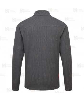 Chaqueta de trabajo en tejido polar técnico texturizado color gris oscuro y naranja flúor