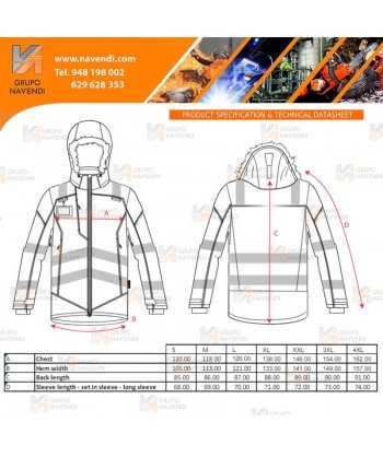 Parka de alta visibilidad impermeable para frío intenso con cintas segmentadas