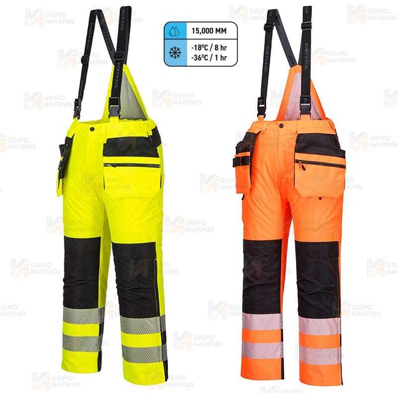 Peto bicolor de alta visibilidad amarillo flúor y negro con forro y con refuerzos