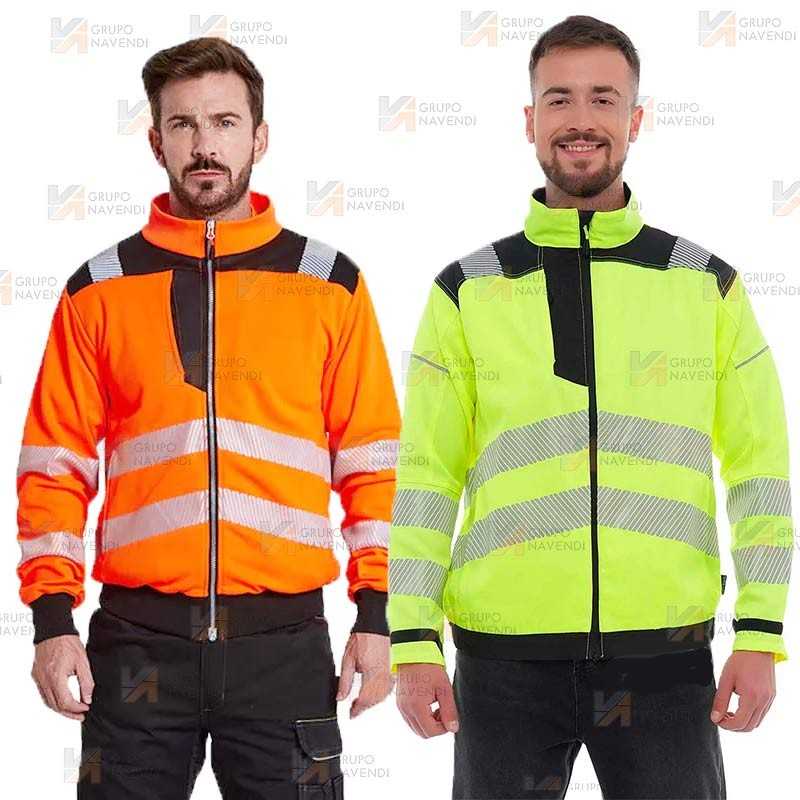 Chaqueta sudadera bicolor alta visibilidad cintas segmentadas