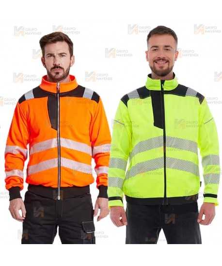 Chaqueta sudadera bicolor alta visibilidad cintas segmentadas