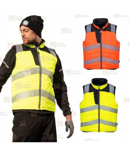 Chaleco acolchado bicolor reversible de alta visibilidad