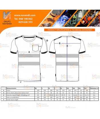 Camiseta alta visibilidad con cintas reflectantes segmentadas