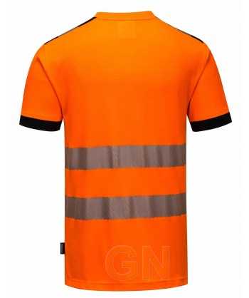 Camiseta alta visibilidad con cintas reflectantes segmentadas