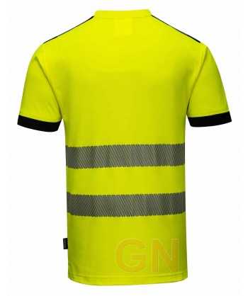 Camiseta alta visibilidad con cintas reflectantes segmentadas