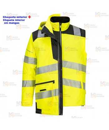 Parka transpirable 5 en 1 de alta visibilidad, transpirable