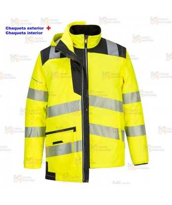 Parka transpirable 5 en 1 de alta visibilidad, transpirable